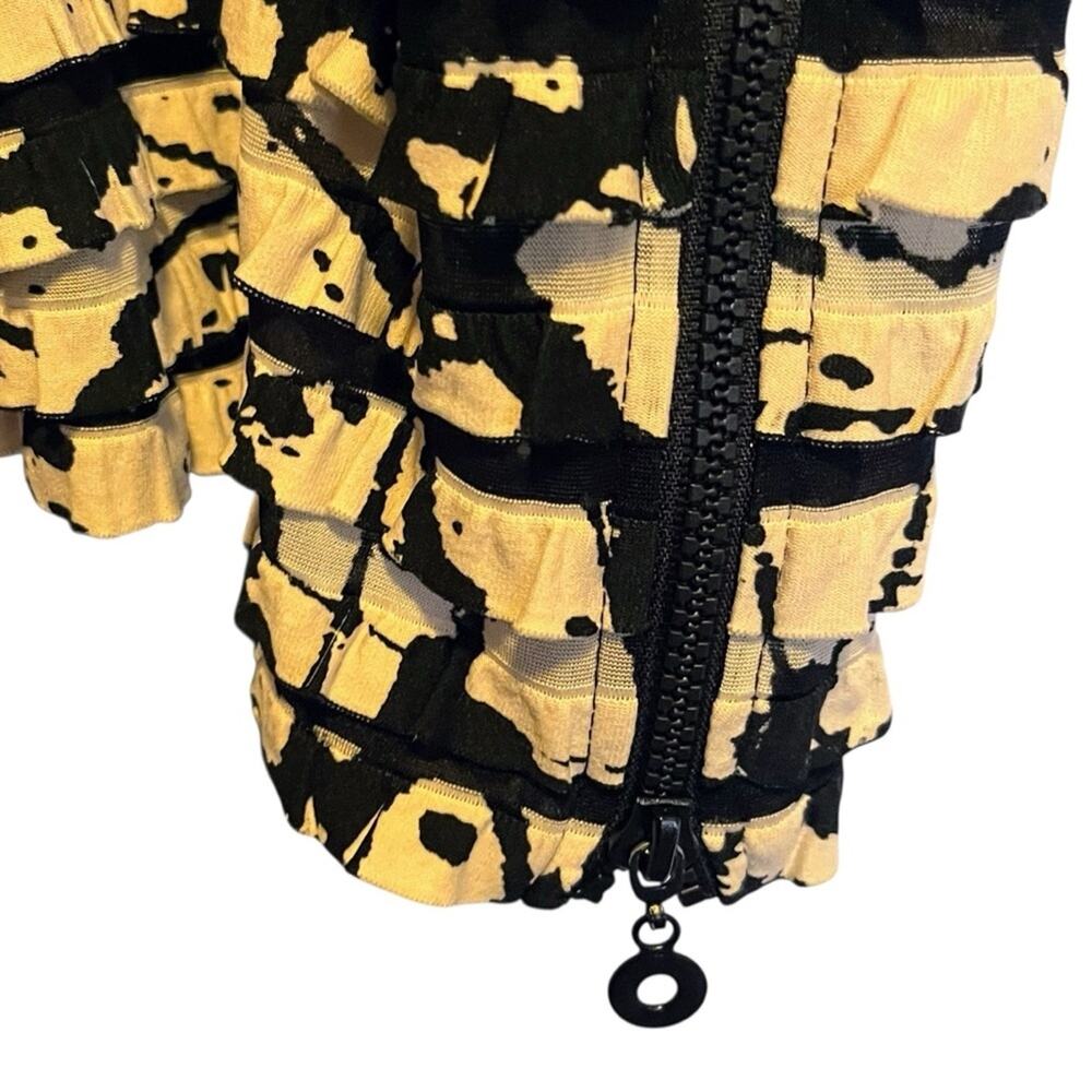 Joseph Ribkoff Jacket 14 Abstract Paint Print Ruffle Textured Zip Art to Wear - Picture 13 of 15